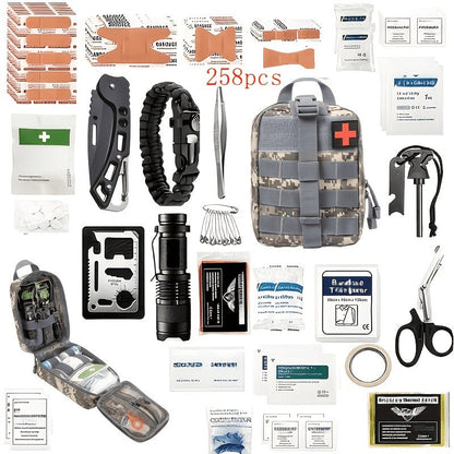 Outdoor Survival Gear Set 11/13/258-Piece – Professional Emergency Kit with Fire Starter & Compass | Multi-Tool Outdoor Equipment