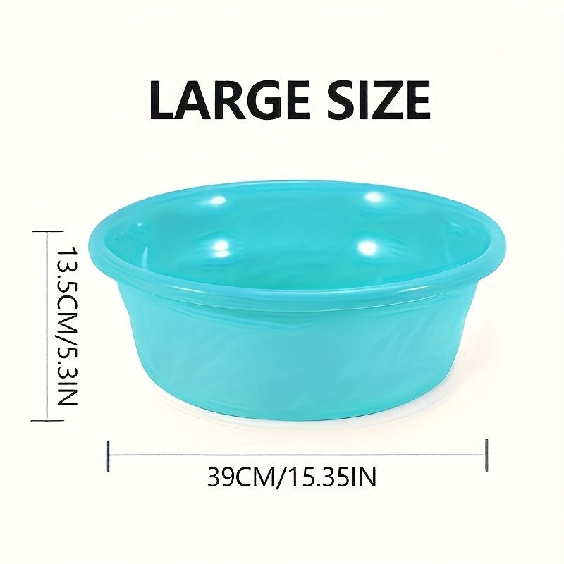 Plastic Wash Basin 12 Quart Stackable Round Tub – Portable Household Washing Bowl for Kitchen, Camping, Face Washing