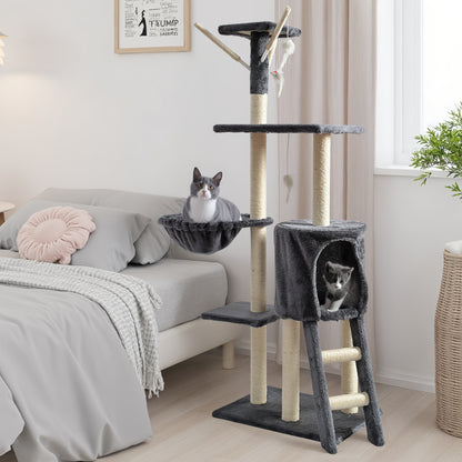 Cat Tree for Large Cats, Tower Multi-Level with Cat Bed, Condo & Sisal Scratching Post – 3 or 4 Tier Indoor Cat Tree for Large Cats