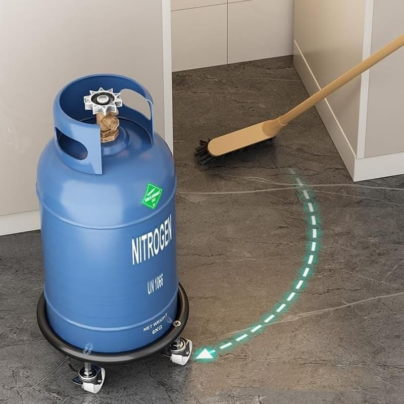 Propane Tank Dolly with 4 Locking Wheels, Gas Cylinder Cart & Movable Base for Tanks, Garden Pots & Storage