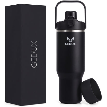 Vacuum Insulated Tumbler 32oz Stainless Steel with Handle Straw 2-in-1 Lid Chug Straw Lid Silicone Boot Matte Finish Keeps Drinks Cold Hot