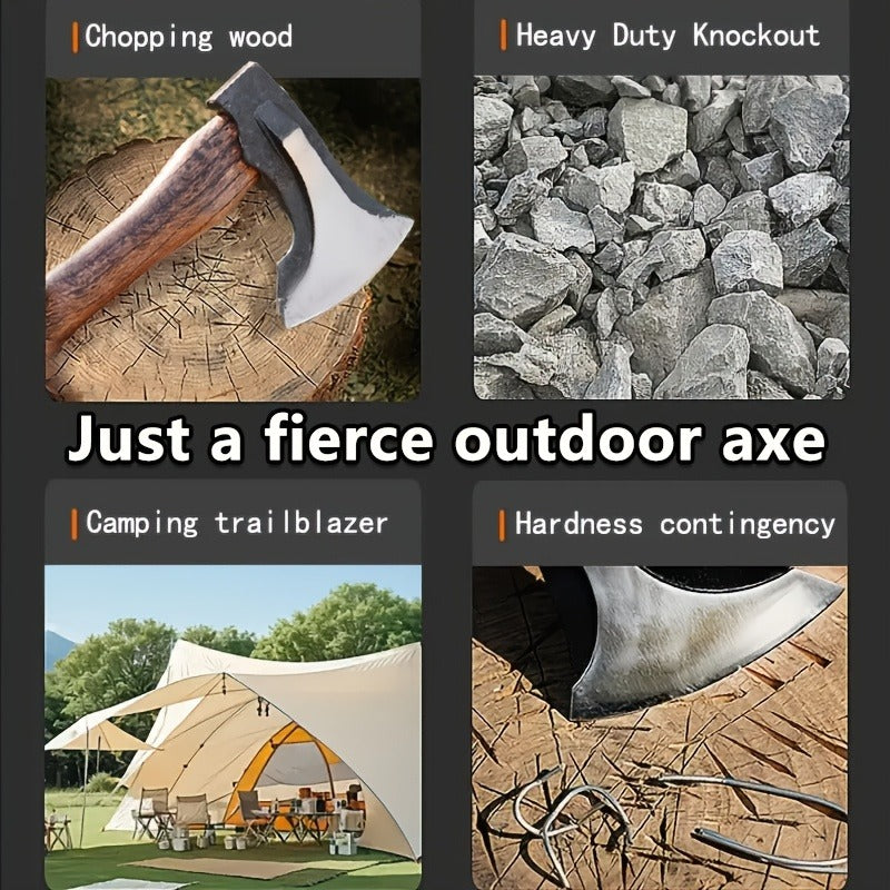Splitting Axe Forged Carbon Steel 15.6-Inch with Handcrafted Wooden Grip, Professional Backyard Hatchet for Wood Chopping