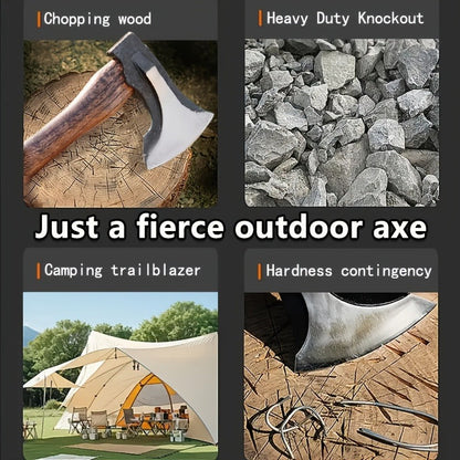 Splitting Axe Forged Carbon Steel 15.6-Inch with Handcrafted Wooden Grip, Professional Backyard Hatchet for Wood Chopping