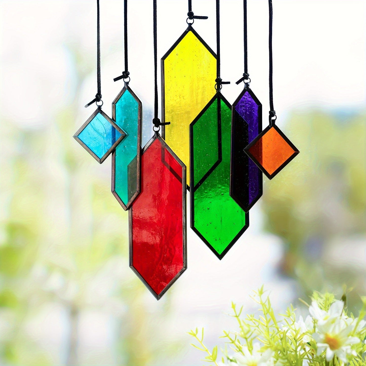 Glass Rainbow Suncatcher Hanging Ornament – Crystal Prism Window Sun Catcher for Garden, Patio & Home Decor