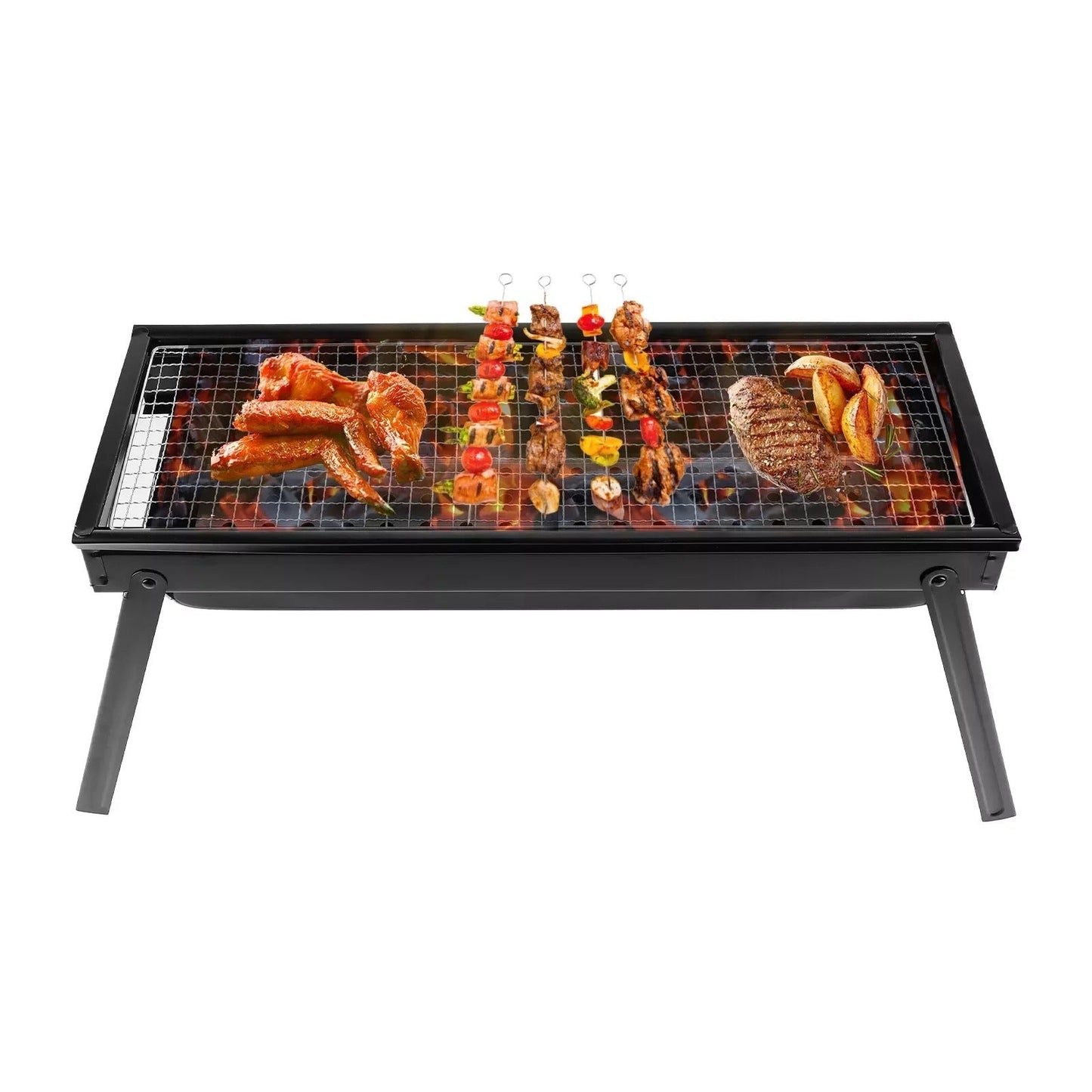 Portable Charcoal BBQ Grill Foldable – Lightweight Compact Outdoor Smoker Grill for Camping, Picnics, Hiking & Backyard Barbecue