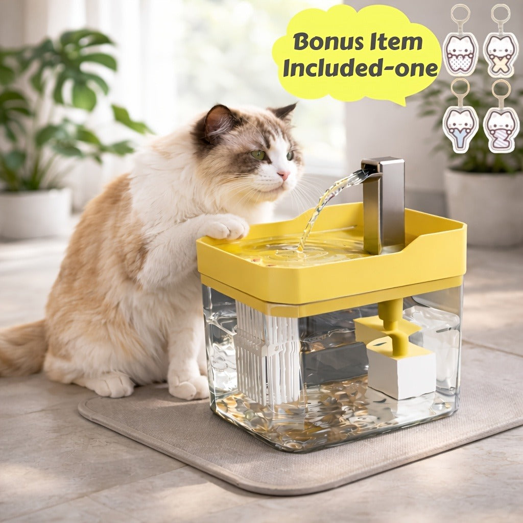 Pet Water Fountain Automatic 4-Stage Filtration – Ultra-Quiet USB Powered Circulating Fresh Water Dispenser with Visible Water Level Window