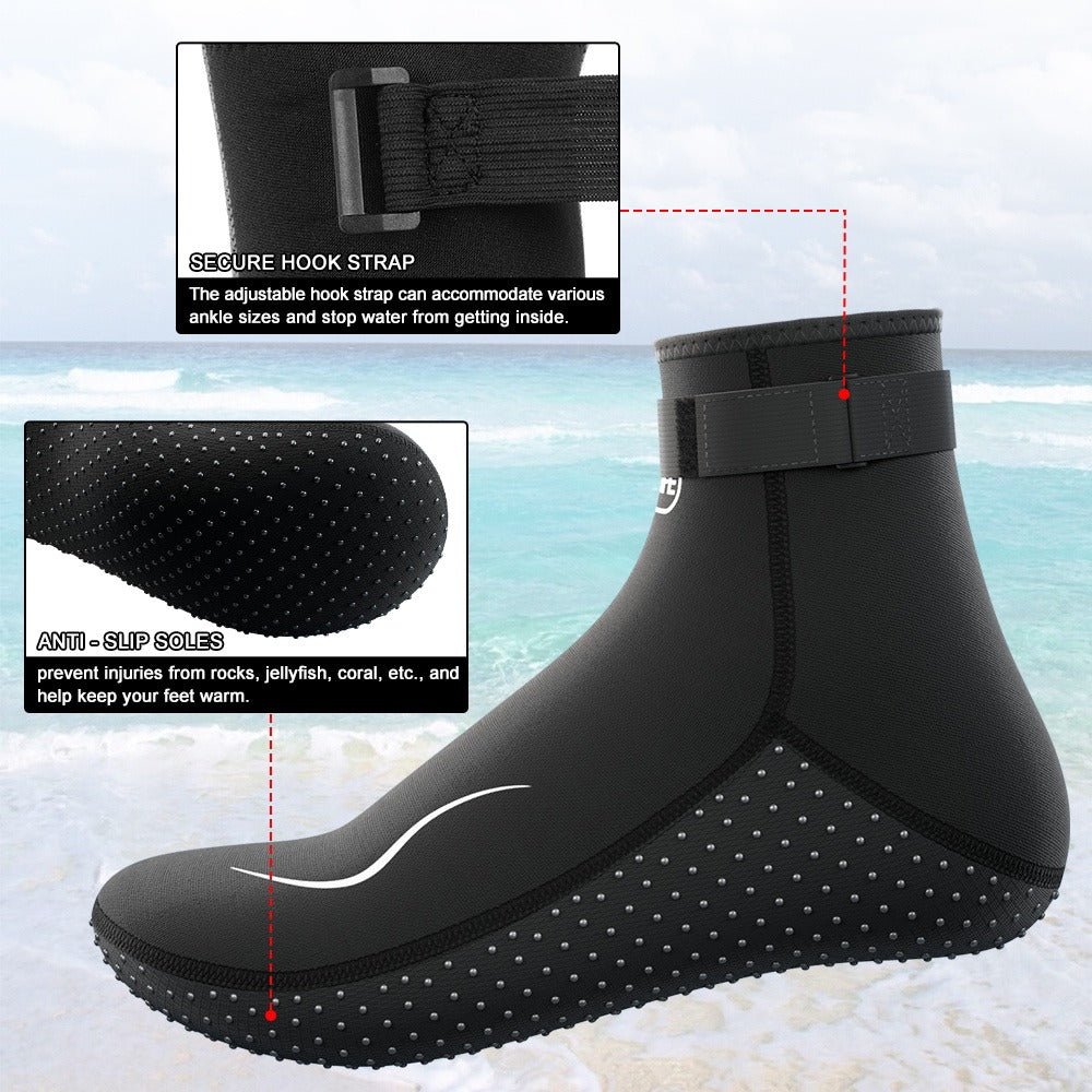 Neoprene Wetsuit Socks 3.5mm – High & Low Cut Water Booties, Non-Slip Anti-Abrasion for Diving Snorkeling Kayaking Beach Volleyball Surfing
