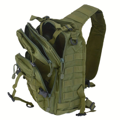 Multi-Pocket Tactical Chest Sling Bag with Adjustable Shoulder Strap in Black, Fern Green or Khaki