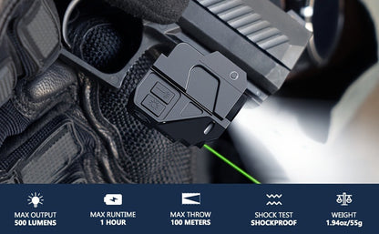 Tactical Green Laser Sight with LED Flashlight Combo – USB Rechargeable, Picatinny Rail Mount, Ambidextrous for Pistols, Rifles & Airguns