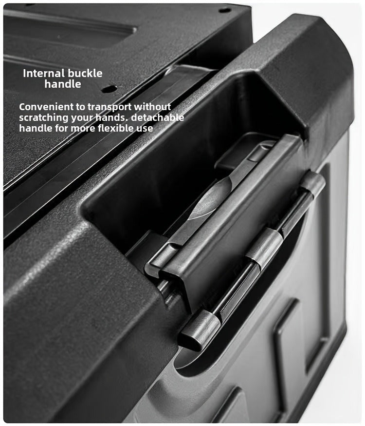 Folding Storage Box & Fishing Stool 2-in-1, Large Portable Organizer with Backrest for Car Trunk
