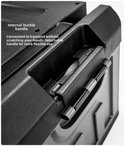 Folding Storage Box & Fishing Stool 2-in-1, Large Portable Organizer with Backrest for Car Trunk