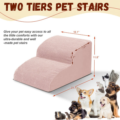 Dog Stairs for High Beds & Sofa – Extra Wide Foam Pet Steps with Non-Slip Bottom, Soft Cushioned Dog Ramp for Couch, Ideal for Small Dogs