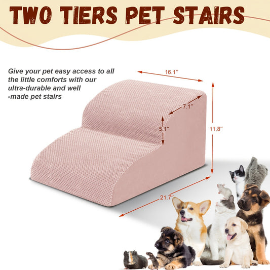 Dog Stairs for High Beds & Sofa – Extra Wide Foam Pet Steps with Non-Slip Bottom, Soft Cushioned Dog Ramp for Couch, Ideal for Small Dogs