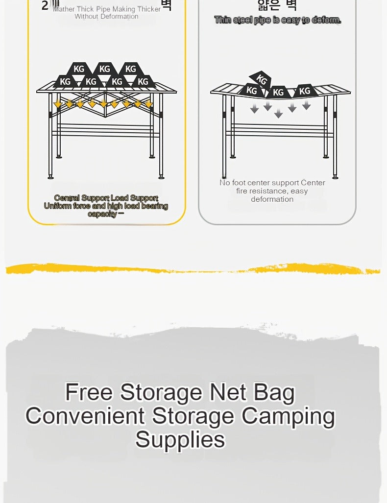 Foldable Roll-Up Camping Picnic Table with Carry Bag | Portable Outdoor Table for Camping Beach Backyard BBQ Parties Patios | Lightweight