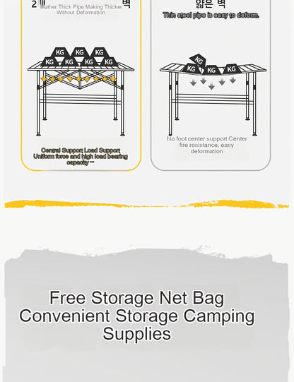 Foldable Roll-Up Camping Picnic Table with Carry Bag | Portable Outdoor Table for Camping Beach Backyard BBQ Parties Patios | Lightweight