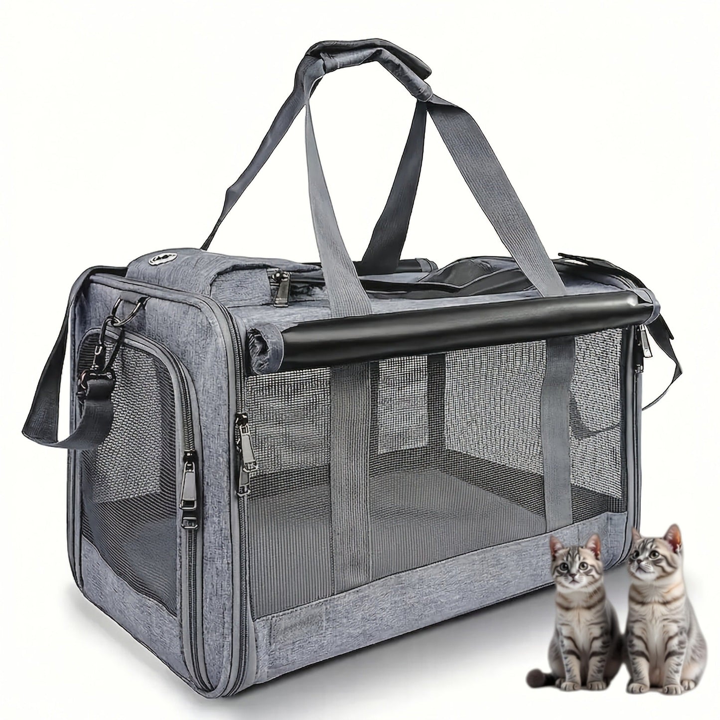 Soft-Sided Mesh-Panel Pet Carrier with Privacy Cover and Nine Color or Accessory Bundle Options