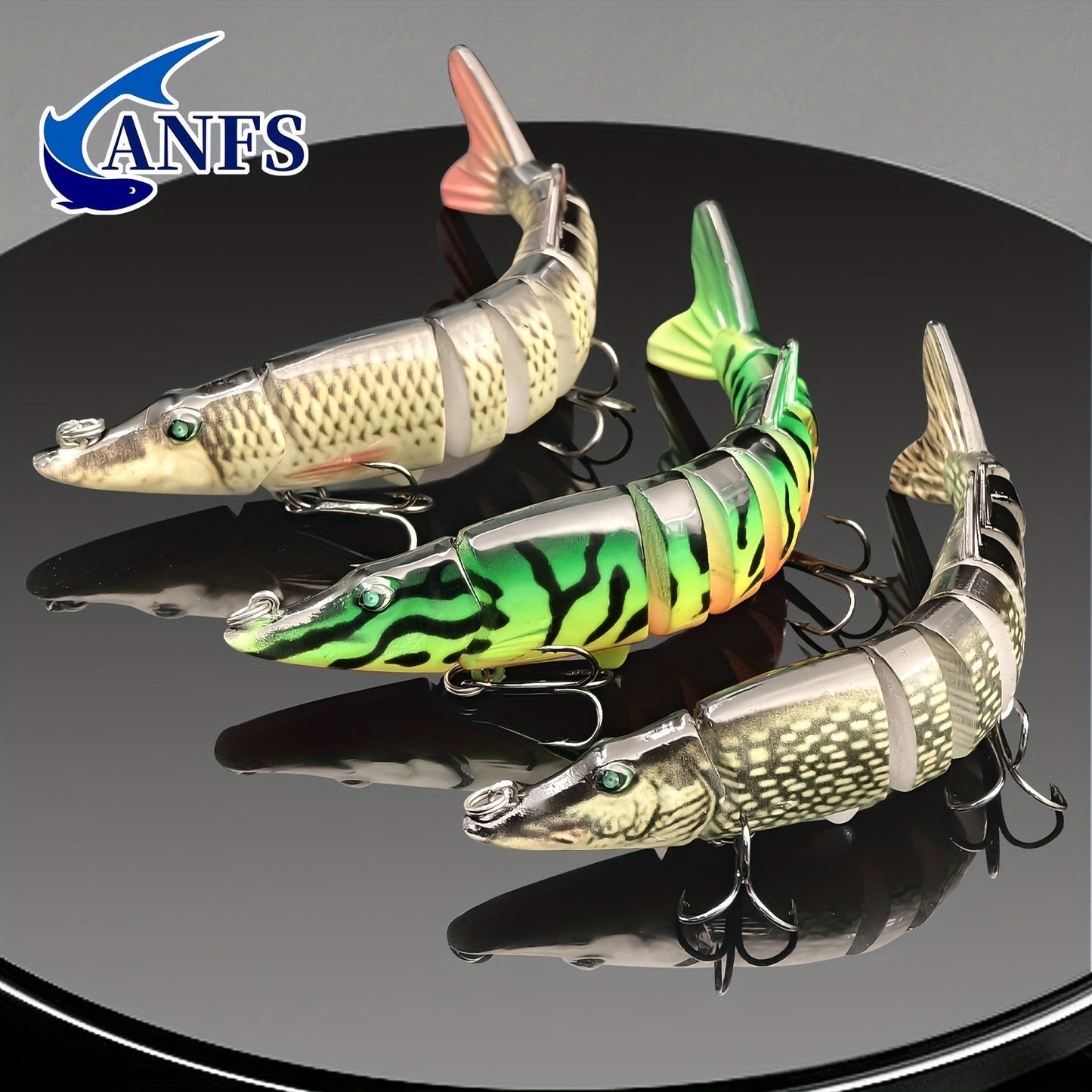 Multi-Jointed Swimbait Fishing Lures for Bass Trout Perch – Slow Sinking Lifelike 3D Eyes ABS Body, Pearl Powder Coating
