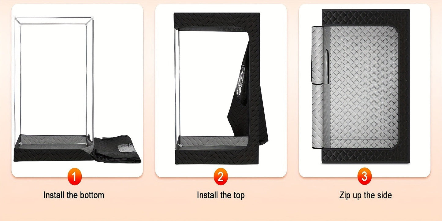 Double Person Sauna Tent 71x49x36in Extra Large 2-Person Steam Sauna Box for Home with 2 Steamers
