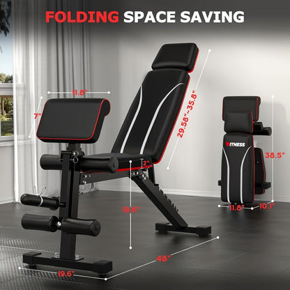 14-in-1 Adjustable Weight Bench Foldable – 770lb Capacity, Multi-Function Full Body Strength Training, Space-Saving Design