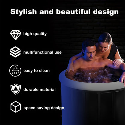 Cold Plunge Tub Foldable Ice Bath, 95-Gallon 34"x34"x30" Portable Cold Water Therapy Tub for Indoor & Outdoor Recovery