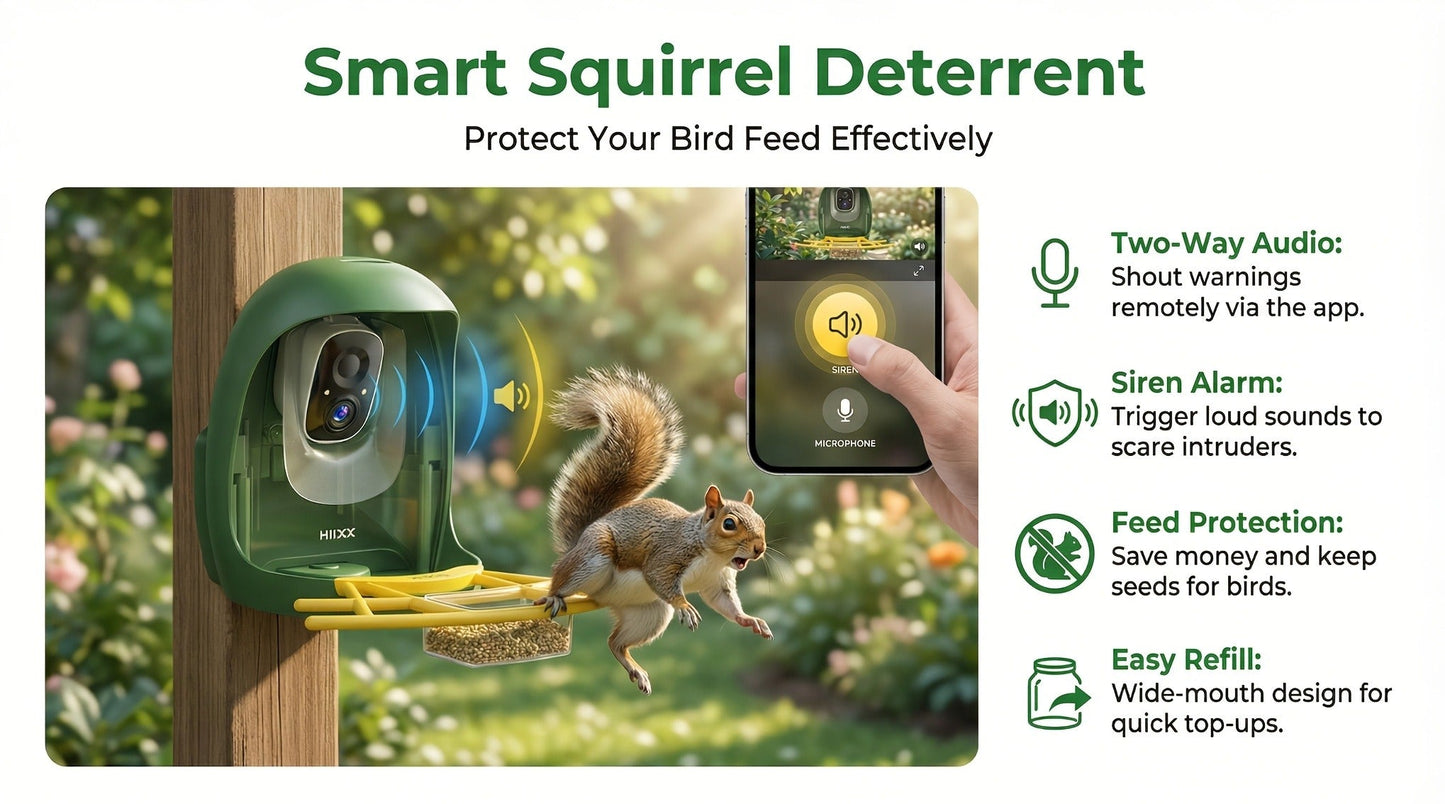 Smart Bird Feeder with Camera AI Bird Identification, 2K HD Live View, Auto Capture & Color Night Vision