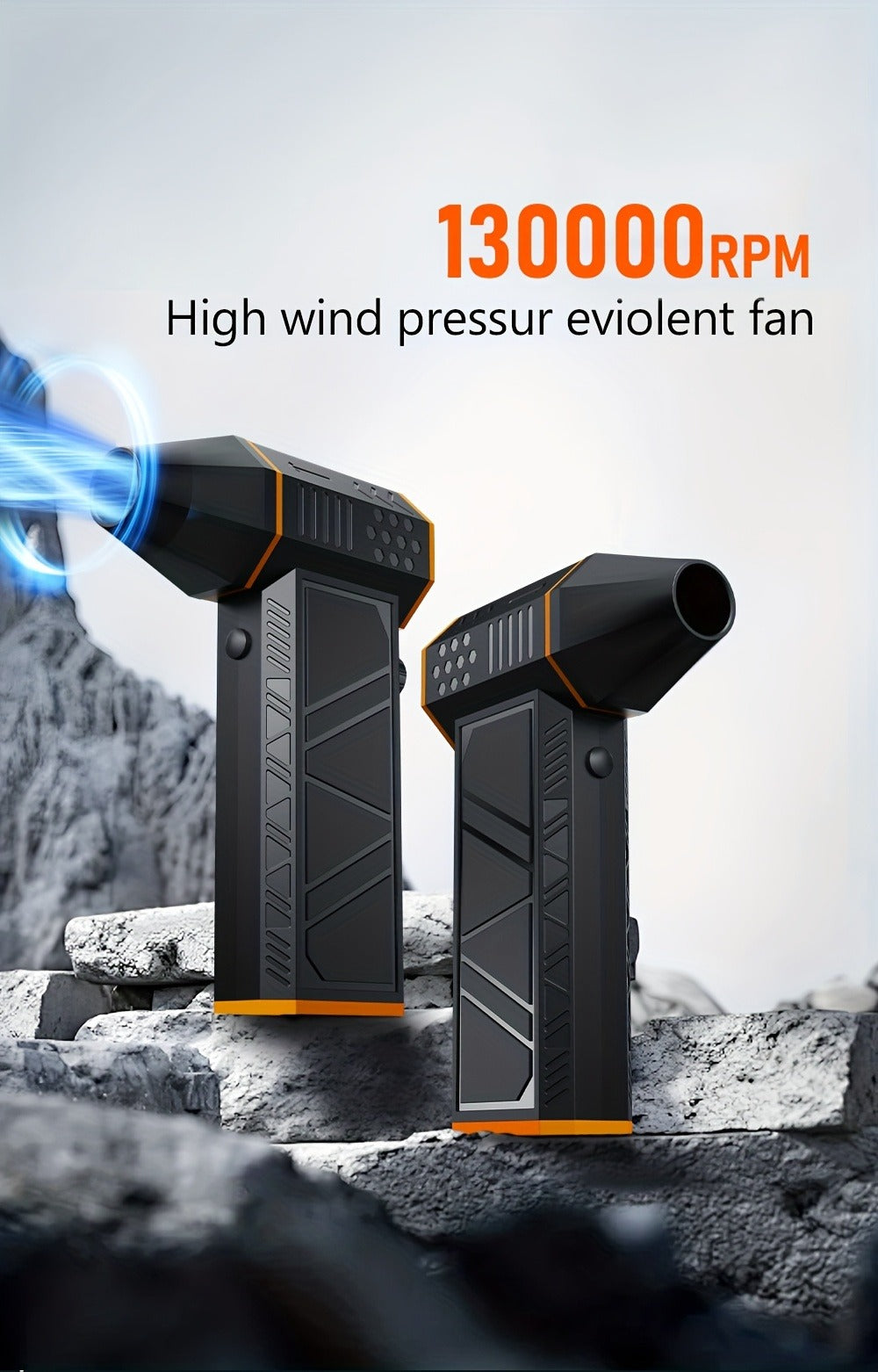 Electric Air Duster 130000RPM Rechargeable Handheld Blower, 3-Speed Wireless Turbine Fan for Computer Keyboard