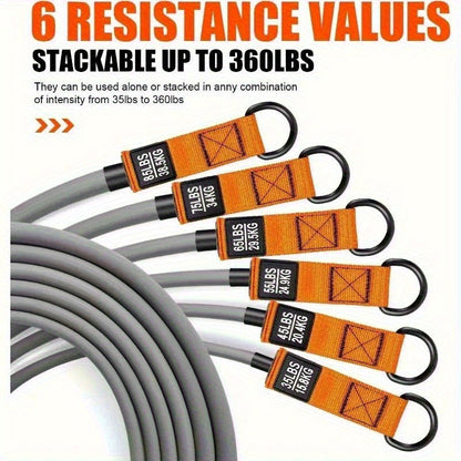300lb Resistance Band Set – 6 Levels 25-75lb, Handles, Door Anchor & Ankle Straps – Heavy Duty Home Gym Kit for Full Body Strength Training