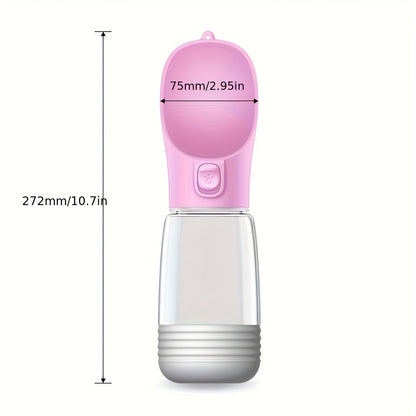 Portable Dog Water Bottle with Food Storage – Leakproof 2-in-1 Pet Travel Bottle for Hiking, Walking & Outdoor Activities