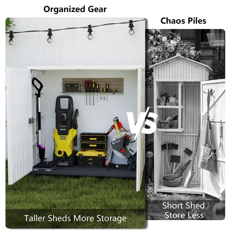 Outdoor Storage Cabinet with Doors & Metal Shelves, for Garden, Patio and Yard Use, with the Listed Configuration