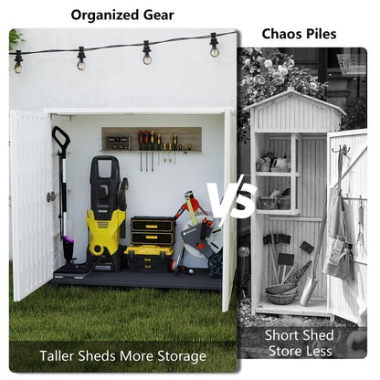 Outdoor Storage Cabinet with Doors & Metal Shelves, for Garden, Patio and Yard Use, with the Listed Configuration