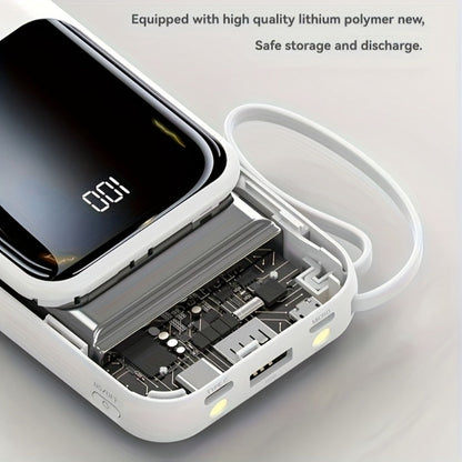 Power Bank 21000mAh Mini with 5W or 22.5W Power Options, Built-In Cable Set and LED Display