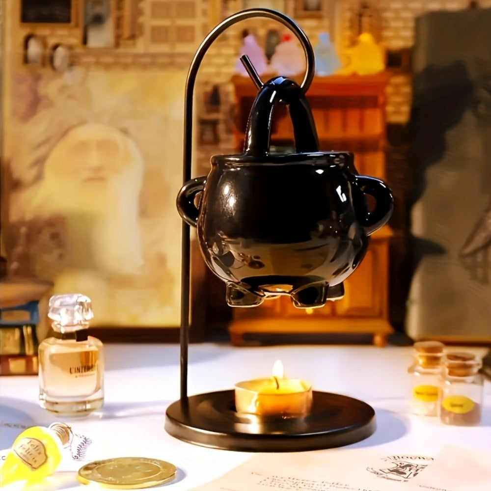 Ceramic Wax Melter Hanging Incense Holder Tealight Diffuser Black Witch Style Home Decor for Everyday Face, Beard and Body Grooming