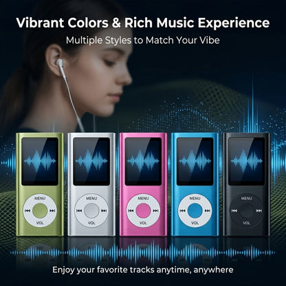 Portable MP3 and MP4 Player with 128GB Card Support, LCD Screen and Six Green, Black, Red, Blue or Silver Models