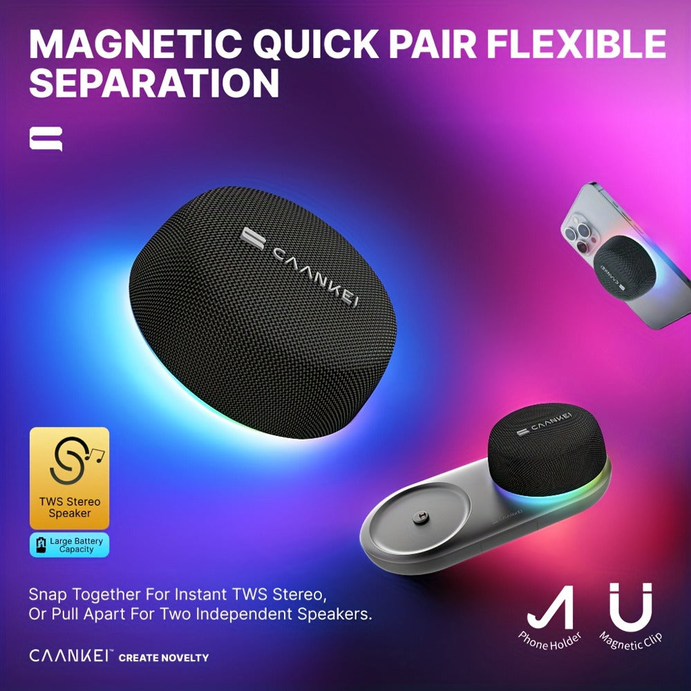 Portable Dual Speaker with Charging Base, Super Long Battery Life, Strong Bass Stereo Surround Sound