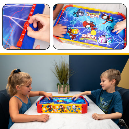 Kids Tabletop Air Hockey Table Marvel Spidey and His Amazing Friends - Officially Licensed Wood Surface
