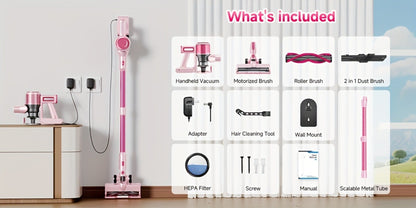 Cordless Vacuum Cleaner 55KPa 8-in-1 Stick Vacuum with LED Light 180° Swivel Wireless for Entryways, Bedrooms and Living Spaces