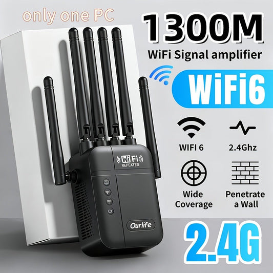 AC1200 WiFi Signal Booster 1200Mbps Dual Band 2-Pack, WiFi Extender Repeater 2.4GHz & 5GHz, Up to 10000 Sq Ft Whole Home Coverage