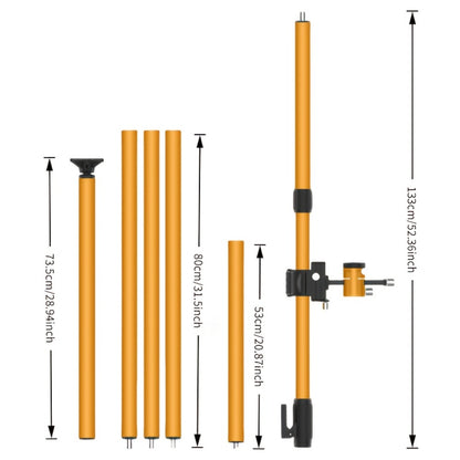 Laser Level Pole Telescopic Grade Rod 11FT/19FT Adjustable Support Staff with 1/4"-20 Mount & 5/8"-11 Adapter for Rotary Line Laser Leveling