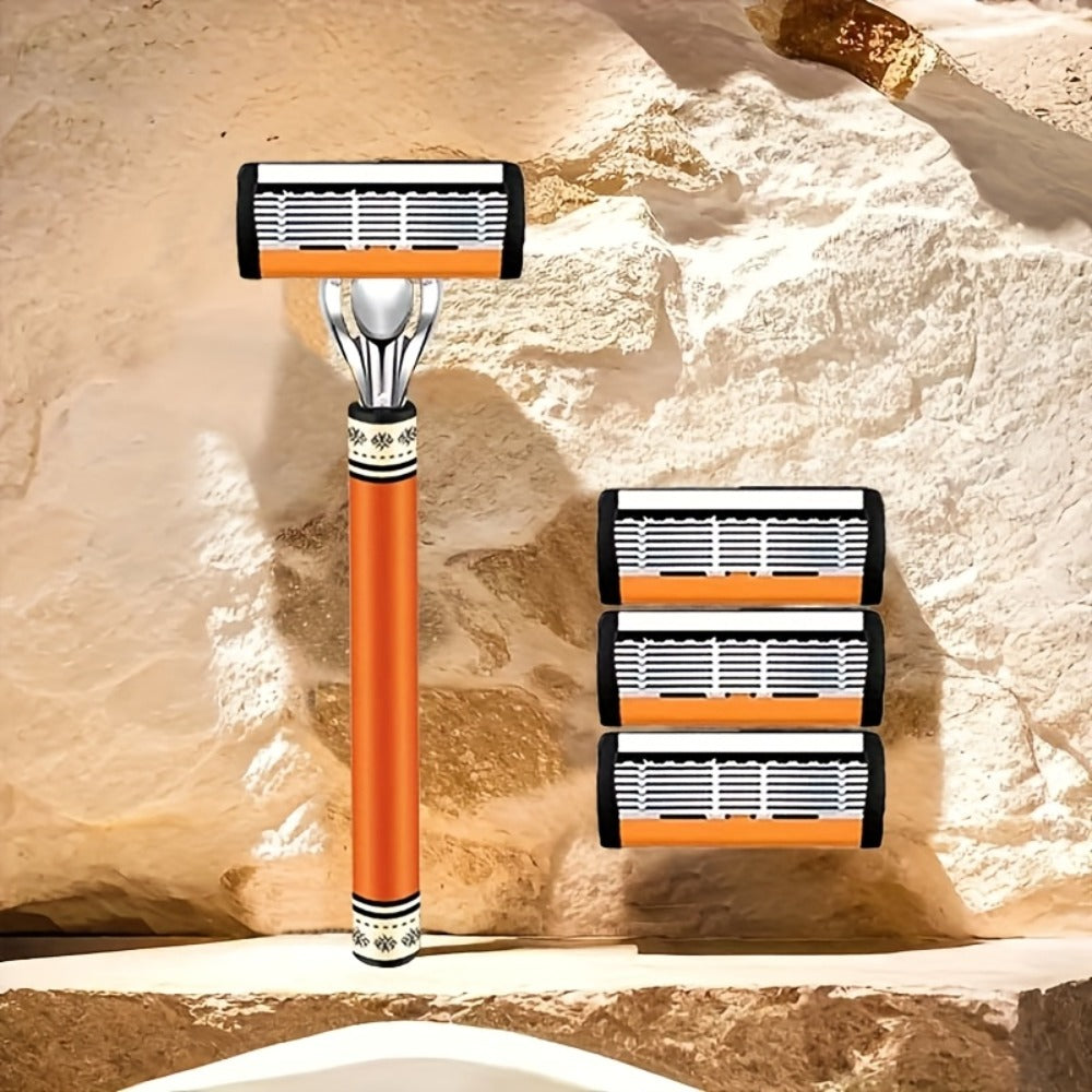 Double Edge Safety Razor Set for Men with 2 Handles & Stainless Steel Replacement Blades – Barber-Quality Close Shave Manual Shaving Kit