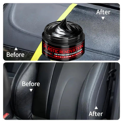 Car Plastic Restorer & Black Interior Trim Polish – Scratch Repair Paste, Anti-Aging Refurbishment Wax for Dashboard, Bumper