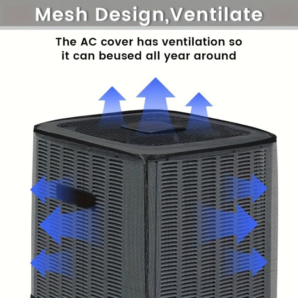 Outdoor AC Unit Cover Heavy Duty Waterproof Central Air Conditioner Cover with Mesh Vent Adjustable Straps UV Rain Snow Debris Bug Leaf