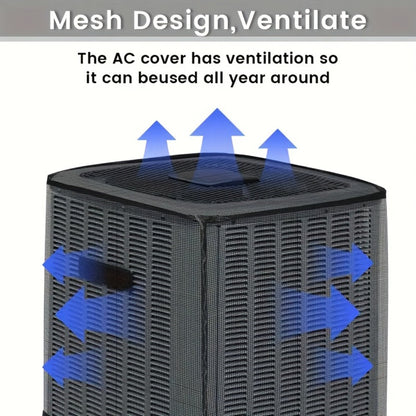 Outdoor AC Unit Cover Heavy Duty Waterproof Central Air Conditioner Cover with Mesh Vent Adjustable Straps UV Rain Snow Debris Bug Leaf