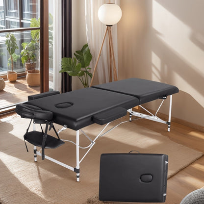 Portable Massage Table Folding Aluminum Frame PU Leather Adjustable Height 3-Section Spa Bed for Lash
