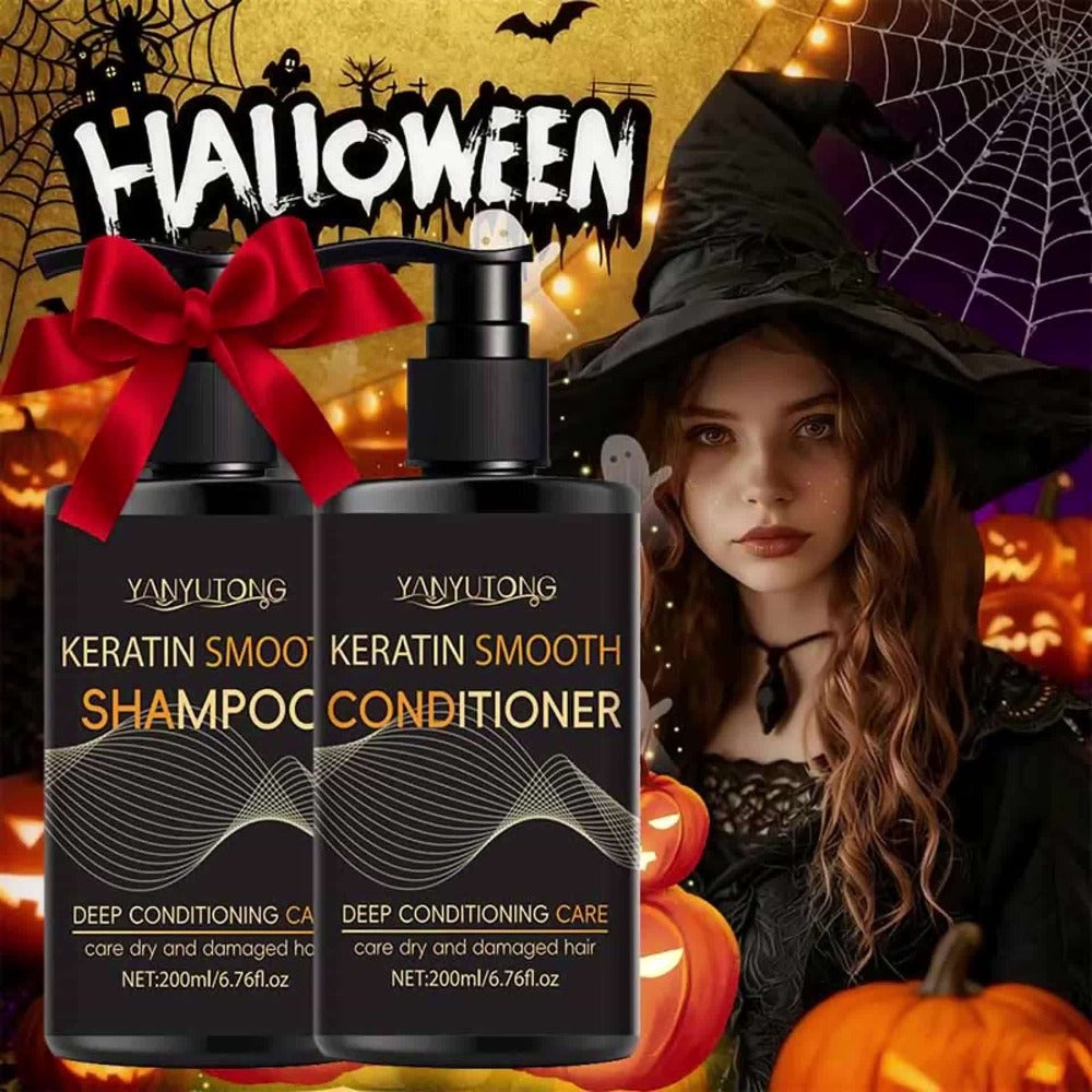 Keratin Shampoo and Conditioner Set 400ml, Breakage Split Ends & Anti-Frizz, Silky Smooth Hair for Color-Treated Heat-Damaged Hair