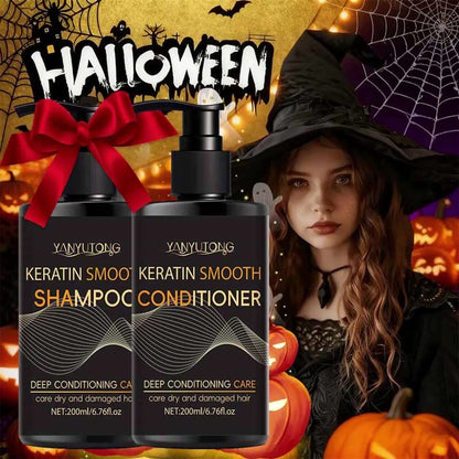 Keratin Shampoo and Conditioner Set 400ml, Breakage Split Ends & Anti-Frizz, Silky Smooth Hair for Color-Treated Heat-Damaged Hair