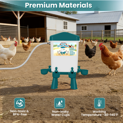 Chicken Waterer 3 Gallon Float Controlled Hose Connection Hands-Free
