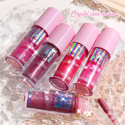 24H Waterproof Glitter Lip Gloss & Lip Stain Set 3PCS, Lip Oil Formula, for Makeup, Travel and Everyday Vanity Use