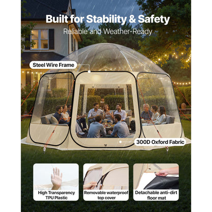 Pop Up Bubble Tent Clear Dome Tent 540° Panoramic Outdoor Shelter for Garden, Patio and Yard Use
