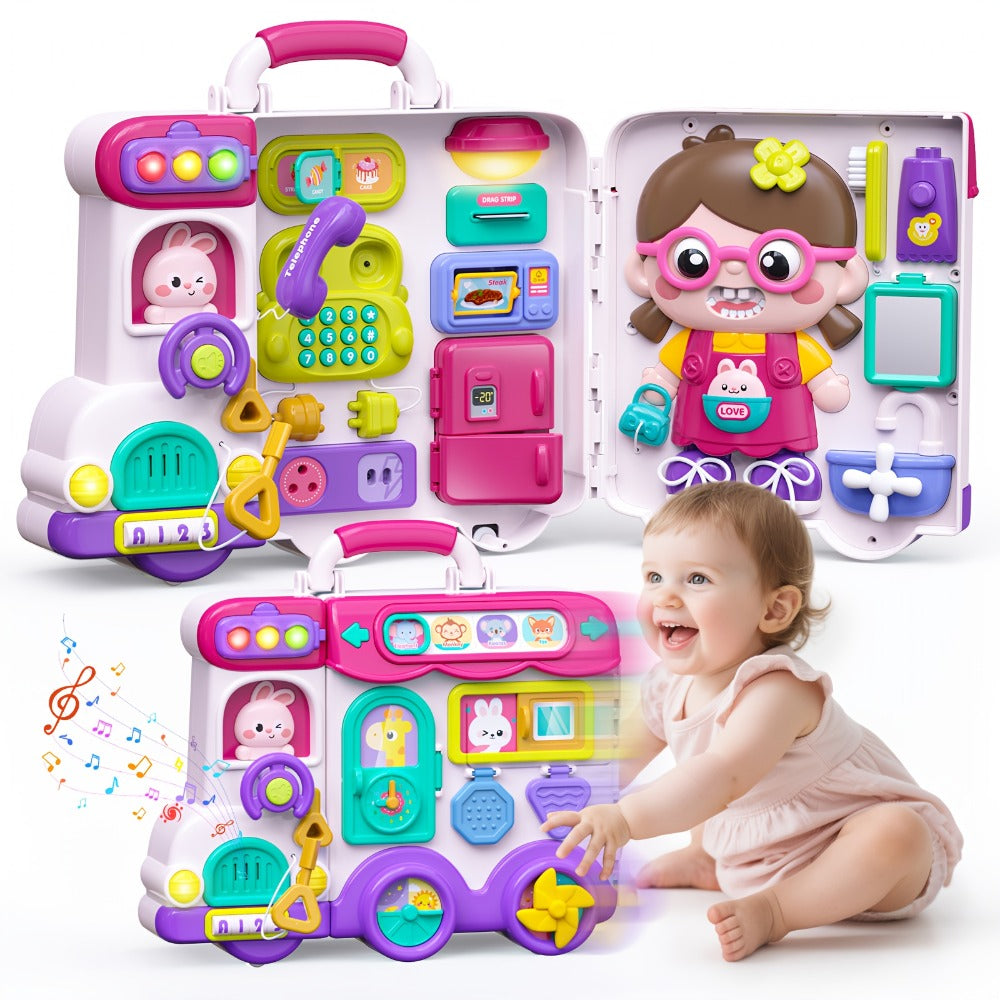 Musical Busy Board Bus Toy for Toddlers 18 Months, Pink Baby Activity Board with the Listed Color, Size or Set Options for Everyday Use