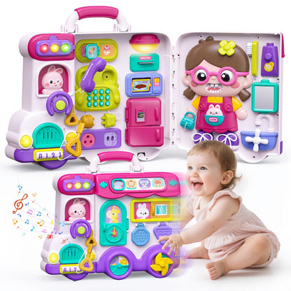 Musical Busy Board Bus Toy for Toddlers 18 Months, Pink Baby Activity Board with the Listed Color, Size or Set Options for Everyday Use